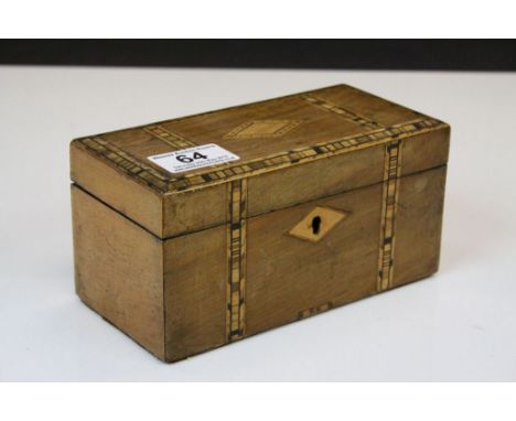 19th century Walnut Tunbridgeware Inlaid Two Compartment Tea Caddy 