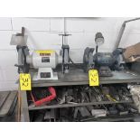 LOT OF (2) 8" / 10" DUAL BENCH GRINDERS, CRAFTEX CX SERIES AND MASTERCRAFT (NO TABLE)