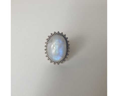 .925 silver and moonstone set ring, size Q½. Shipping Group (A). 