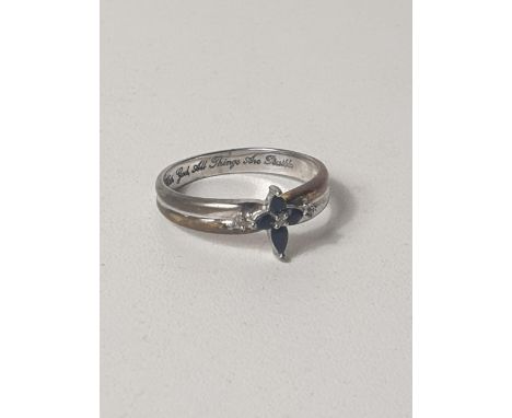 .925 silver ring, size T. Inscribed 'With God all Things are Possible'. Shipping Group (A). 