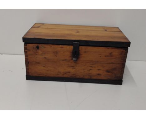 Vintage metal bound wooden trunk. Collection only. 