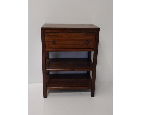 Mahogany console table having single drawer with ring pull handles and 2 shelves under.&nbsp; Collection only. 