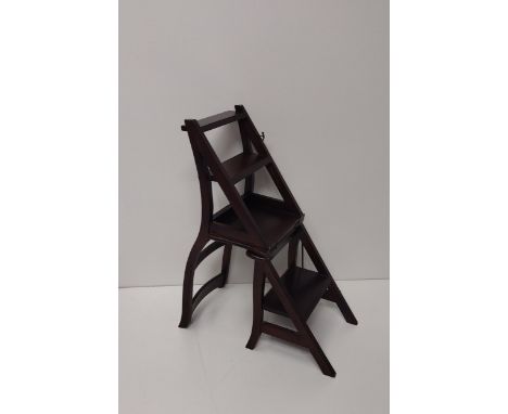 Early 20th century metamorphic library step chair a/f. Collection only. 