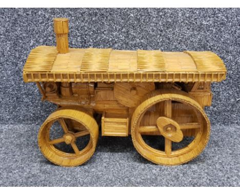 Handmade Matchstick model of a steam engine