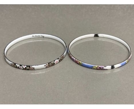 Two enamel Michaela Frey decorated bangles