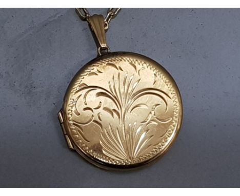 Circular Rolled Gold locket on gold plated chain