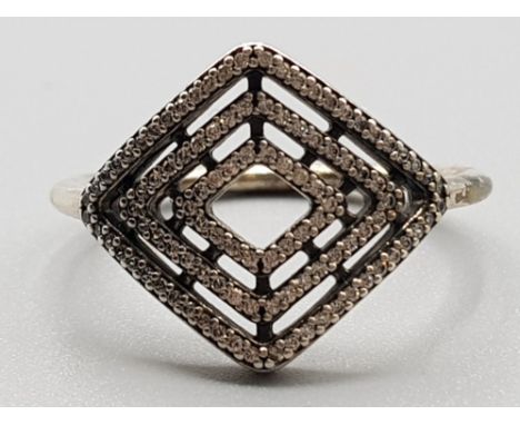 Silver dress ring with multiple CZ stones, size R½, 2.8g