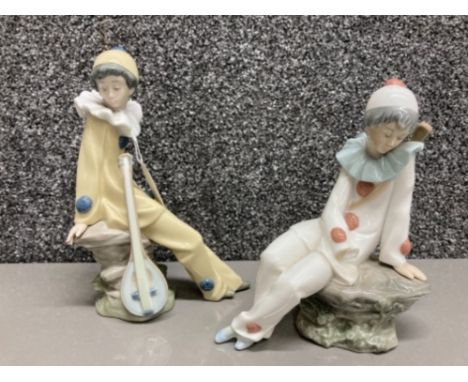 Two Nao by Lladro Pierrot (one with hand missing)