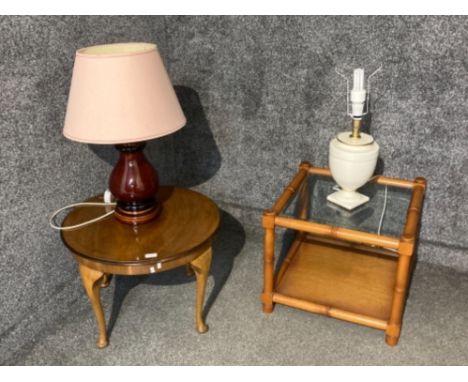 Two lamp tables and two table lamps
