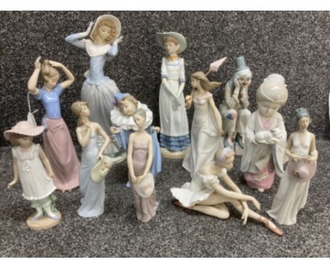 A quantity of Lladro, Nao and Cascades, all have damages