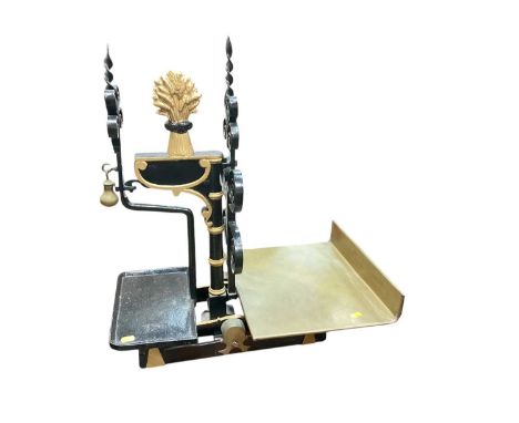 Set of restored antique weighing scales, 64cm in overall height.