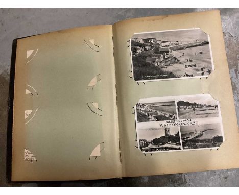 Vintage postcard album including local interest- Colchester, Clacton, Jaywick etc (approximatley 70)