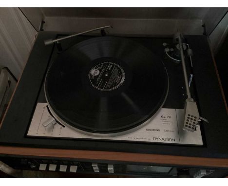 Dynatron (By Royal Appoinment to Her Majesty the Queen ERII) HFC 101A vintage stereo turntable and pair of speakers, with a r