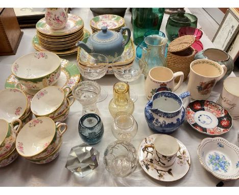Wedgwood Jasperware teapot, Copeland Spode jug, decorative tea set, other ceramics and glassware