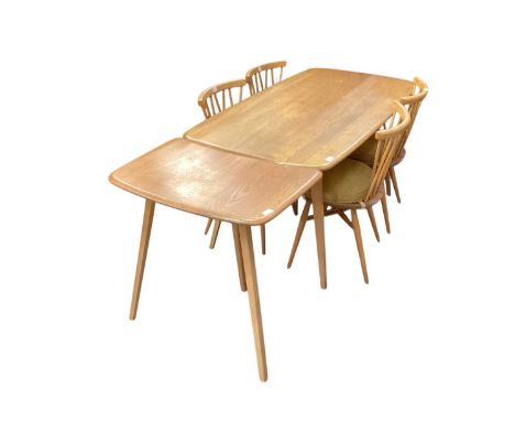 Ercol dining table with extension 153cm x 75cm ( extension is 45.5cm) together with six chairsAll in good condition