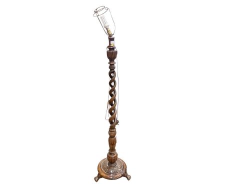A Barley twist standard lamp with turned tripod base (1)