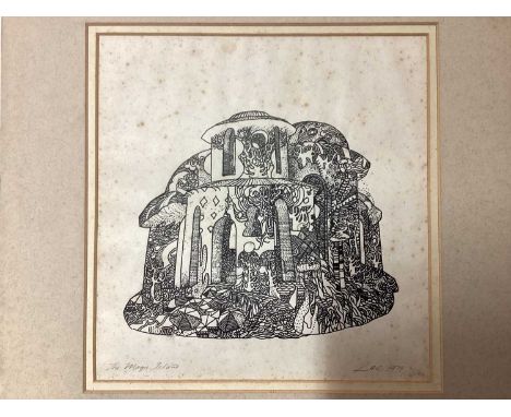 Richard Drew, known as Zacron (British, 1943-2012), Richard Drew, pen and ink - The Magic Island, 20 x 19cm, signed and dated