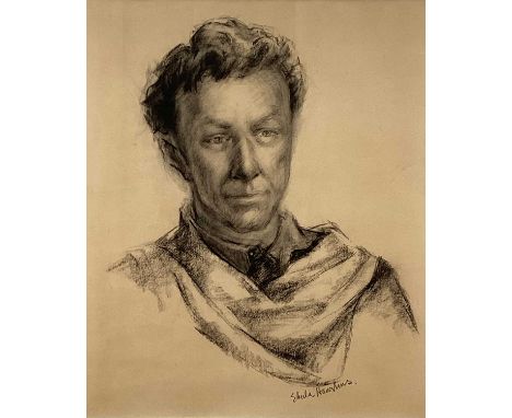 Shelia Hawkins (1905 - 1999) Two charcoal portraits of John Gregory, the first framed, 57 x 49cm. John Gregory dancer, choreo