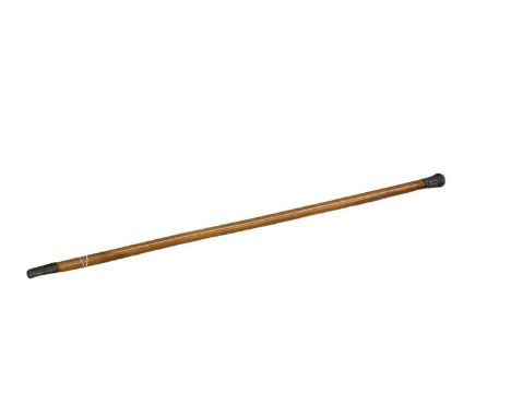 Antique walking stick with Stanhope portrait entitled 'Dr Jameson Made in France', the white metal top with embossed figural 