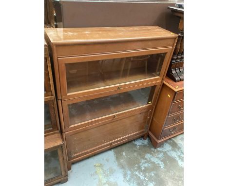 Globe Wernicke style three tier bookcase, 87cm wide, 25cm deep, 113.5cm high