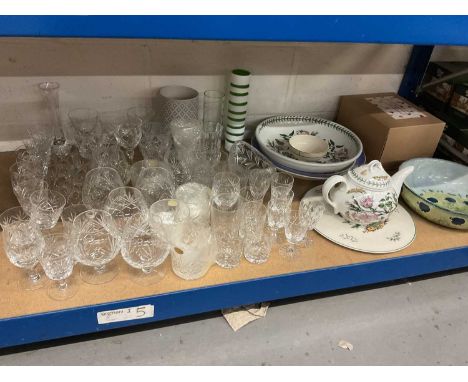 Suite of crystal drinking glasses, including Royal Brierley and others, together with Emma Bridgewater, Portmeirion, Spode, e