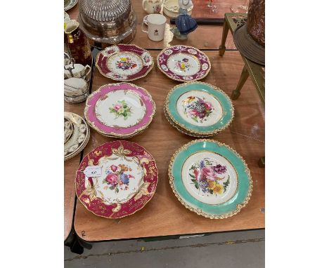 Good group of Regency and later floral dishes (11).Two are damaged. Please see additional images on our website. The five mat