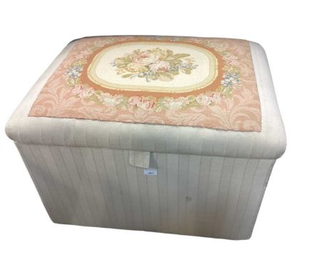 Victorian tapestry covered ottoman, 75cm wide, 57cm deep, 58cm high