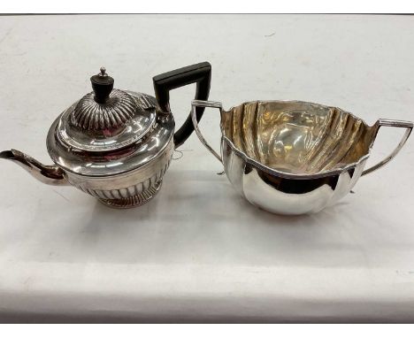 Late Victorian silver bachelors teapot by Mappin &amp; Webb (Sheffield 1888), together with a Georgian style silver sugar bas