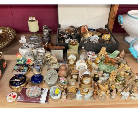 Collection of Wade Whimseys, table lighters, clocks and various sundries.