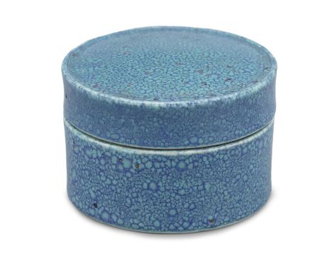 A ROBIN'S EGG PORCELAIN POWDER OR SEAL PASTE BOX AND COVER CHINA, QING DYNASTY The box is resting on a short ring foot and is