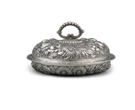 A LARGE AND HEAVY CHINESE EXPORT SILVER ‘HUNDRED FLOWERS’ TUREEN AND COVER BY C.J. &amp; CO CHINA, SHANGHAI, LATE QING DYNAST
