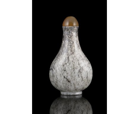 PROPERTIES FROM A FRENCH COLLECTOR OF JADE CARVINGS AND SNUFFBOTTLES  A CHICKEN BONE JADE PEAR-SHAPED SNUFF BOTTLE CHINA, POS