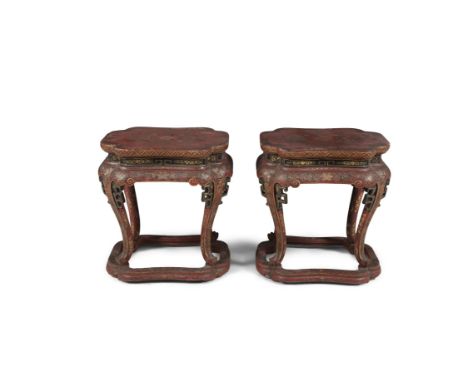 A PAIR OF LACQUERED INCENSE BURNER STANDS, XIANGJI CHINA, LATE QING DYNASTY, LATE 19TH CENTURY Each of elegant fluid foliate 