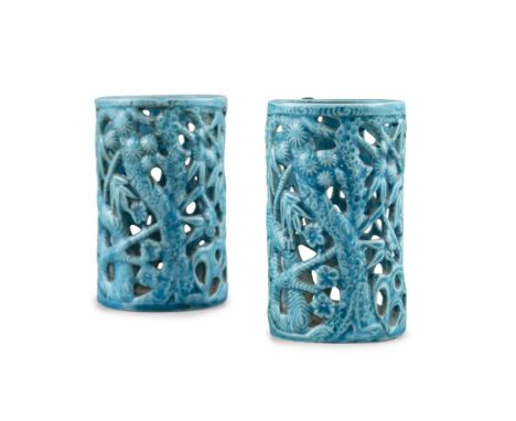 FORMERLY THE PROPERTY OF OTTO GURGEN: A PROMINENT GERMAN ARGENTINIAN INDUSTRIALIST (BY REPUTE)  A PAIR OF RETICULATED TURQUOI