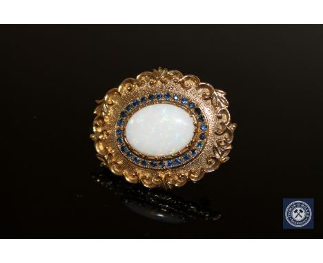 A 9ct gold opal and sapphire set brooch