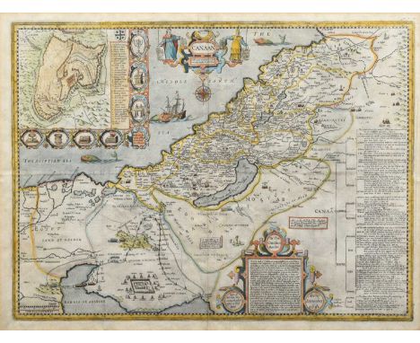 Canaan. Speed (John), Thomas Bassett &amp; Richard Chiswell, 1651 [1676], hand-coloured engraved map, inset plan of Jerusalem