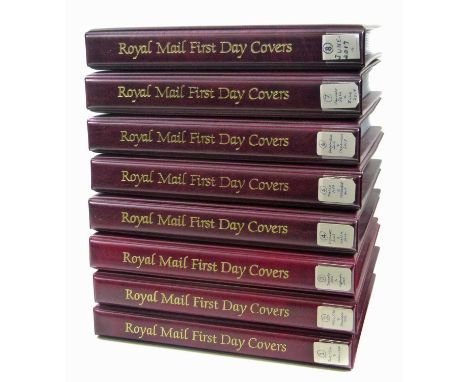 GB First Day covers collection 1996-2020 in eight Royal Mail albums mainly type addresses, approximately 485 in total.