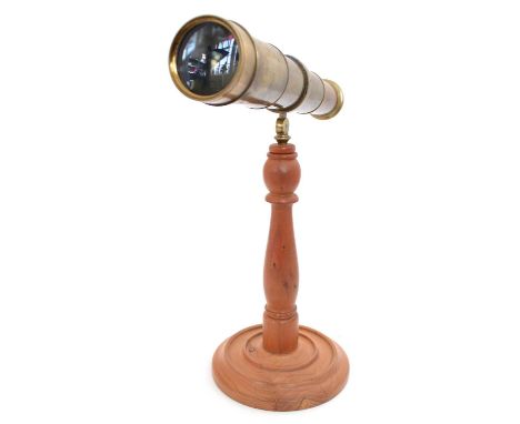 Simon Plossl, Austrian telescope on a later fruitwood stand, Circa.1820. Three drawer barrel, push on cap, eyepiece with thum