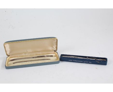 Two silver ballpoint pens, each with engine turned cases, and a Yard-o-Led propelling pencil (3)