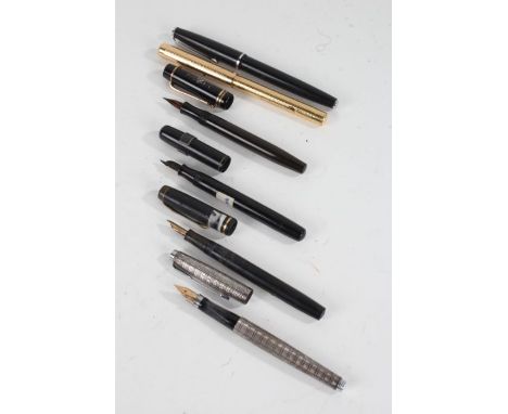 Six various pens, to include Waterman's 'Junior', Conway Stewart, Platignum 'Silverline', Mabie Todd 'The Swan' with goldplat