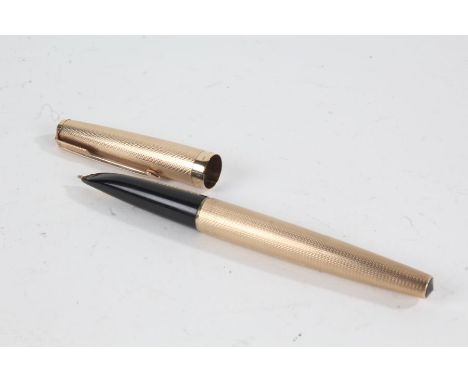 Parker 9 carat gold cased fountain pen, with engine turned decoration