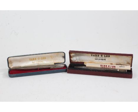 Yard-O-Led, two silver case propelling pencils, each with engine turned cases and engraved with names, with original boxes (2