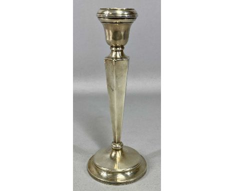 GEORGE V SILVER CANDLESTICK, tapering hexagonal column, circular stepped loaded base, Birmingham 1924, G. H. Inshaw & Co, 21.