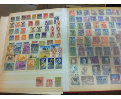 STAMPS : World accumulation in two boxes, 16 stock books and loose stamps, various countries, (100's)