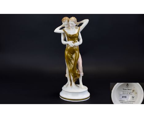 Royal Worcester - Ltd and Numbered Edition Fine Bone China Signed and Hand Painted Figurine - Titled ' Love Story ' CW544. Th