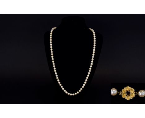 Single Strand Cultured Pearl Necklace, 9ct Gold Clasp, Length 22 Inches