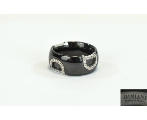 Italian Black Ceramic White Gold And Diamond Ladies D.Icon Ring By Damiani Fine Italian Jewellery house Damiani was founded i