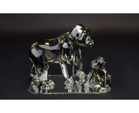 Swarovski SCS Collectors Society Annual Edition 2009 Crystal Figures 'Endangered Wildlife' Gorillas Two items in total produc