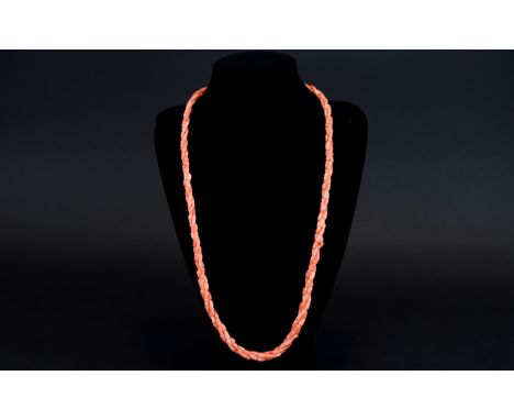 Antique - Pink Coral Necklace. 22 Inches In length. 