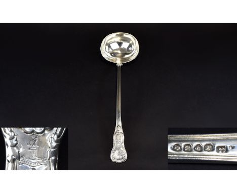 William IV Superb Large Silver Ladle Kings Pattern, Hallmark London 1835, makers Joseph II and Albert Savory. 14.25 inches in